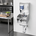 Thumbnail image #3 for 12-Inch Wide Stainless Steel Wall-Mount Space Saver Hand Sink with Soap and Towel Dispenser, Side Splashes, and Faucet