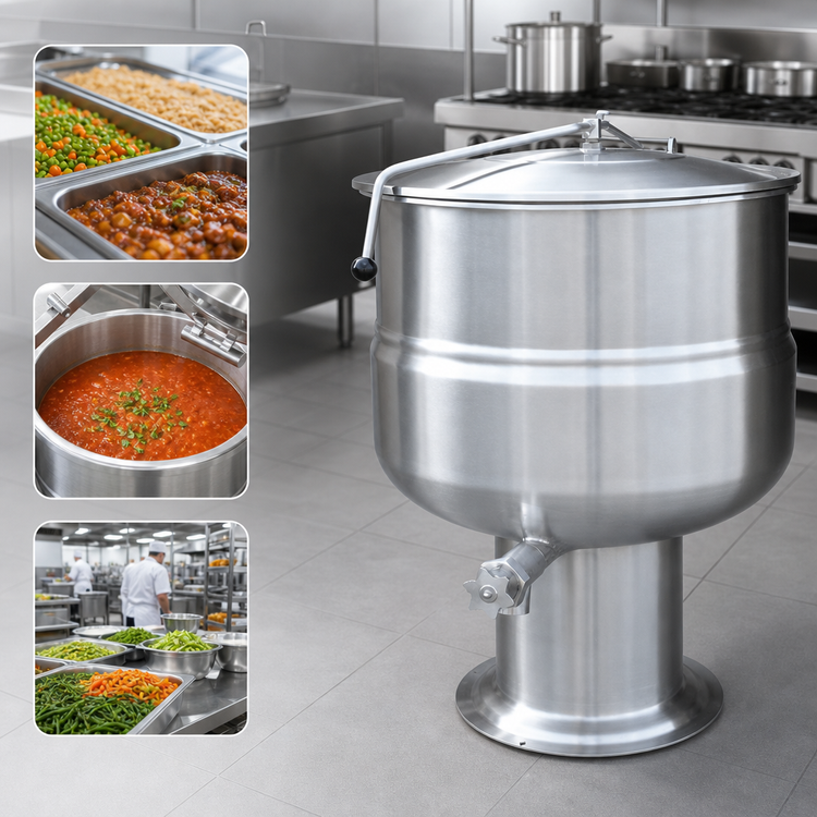 Product image #3 for Crown DP-40 40 Gallon Direct Steam Stationary Kettle with 2/3 Jacket