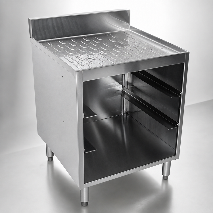 Product image #3 for CHOICE by Glastender 18-Inch x 24-Inch Drainboard Glass Rack Storage Unit, Open Front Base