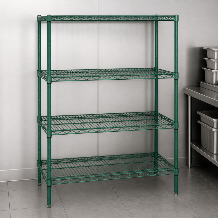 Product image #3 for Quantum 72"W x 30"D x 54"H Wire Shelving Starter Kit, 4 Shelves, Green Epoxy