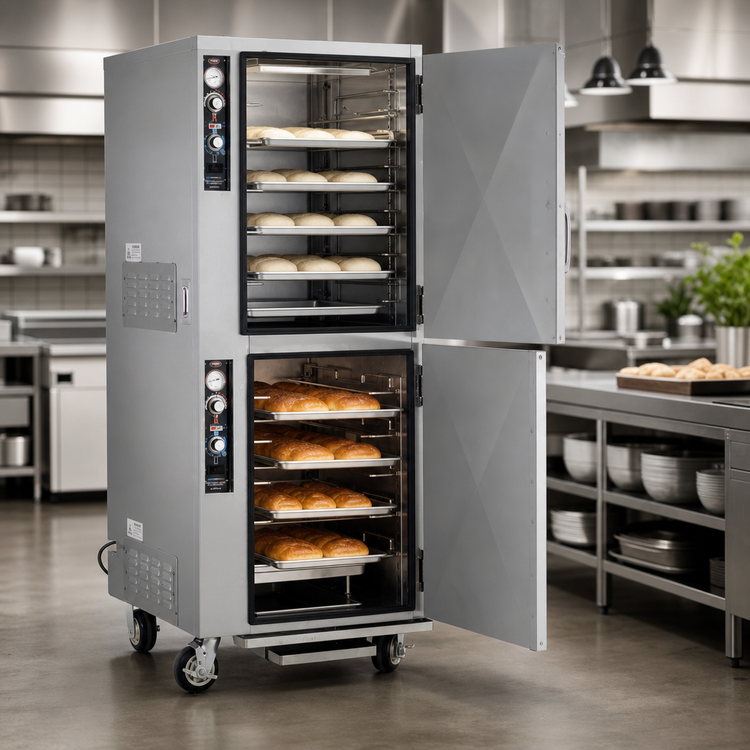 Product image #3 for FWE PH-1826-7-7 Split Cavity Mobile Proofer / Heated Holding Cabinet, Full Height, 27-1/4 Inch Wide
