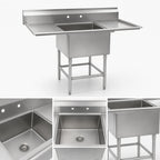 Thumbnail image #3 for Eagle Group Spec-Master FN2018-1-30-14/3 80-Inch One-Compartment Stainless Steel Sink with Left & Right 30-Inch Drainboards, 14-Gauge Top