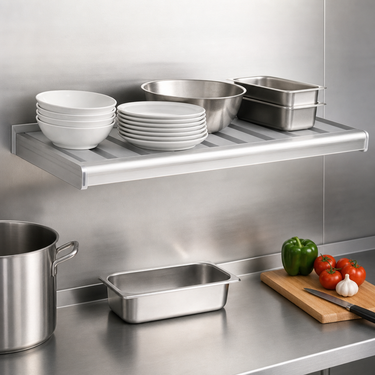 Product image #3 for New Age T-Bar Series Wall-Mounted Cantilever Shelf, 48-Inch x 18-Inch, Aluminum, 900-Lb. Capacity