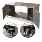 Thumbnail image #3 for BK Resources CST-3672H2 Dual-Access Stainless Steel Chef Table with Cabinet Base, 14-Gauge 304 Top, 72 x 36 x 34-3/4 Inches