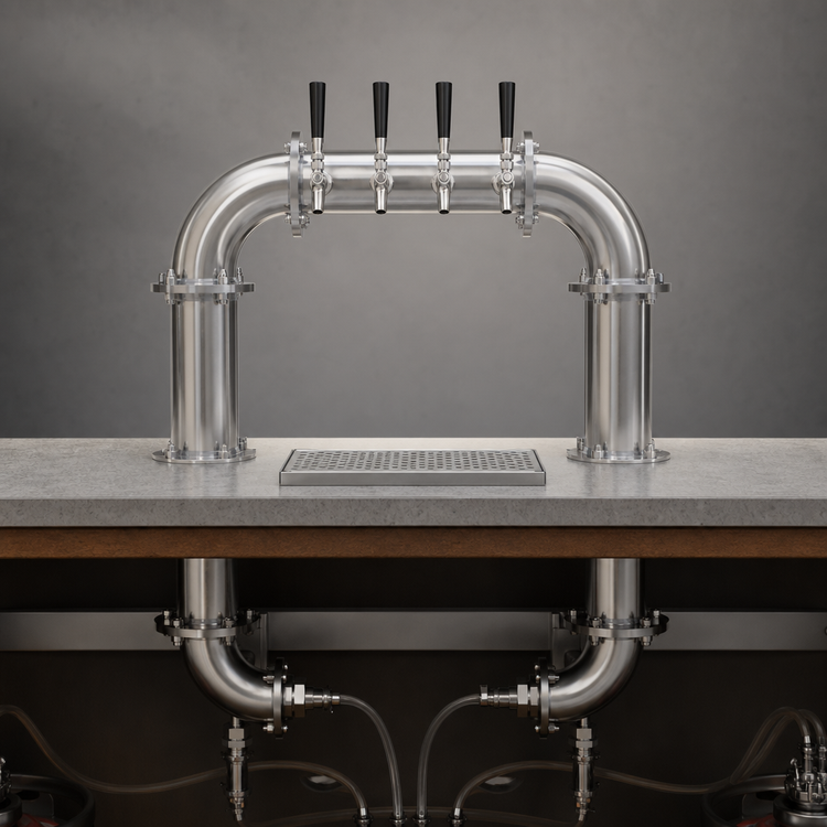 Product image #3 for Glastender PP-4-SS Pipe Pass-Thru Draft Dispensing Tower, 4-Faucet Countertop, Air-Cooled, Stainless Steel