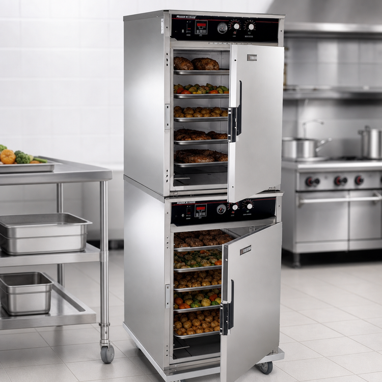Product image #3 for Cres Cor Roast-N-Hold Stacked Half-Size Convection Cook and Hold Oven, 2-Compartment, 208V, 3-Phase