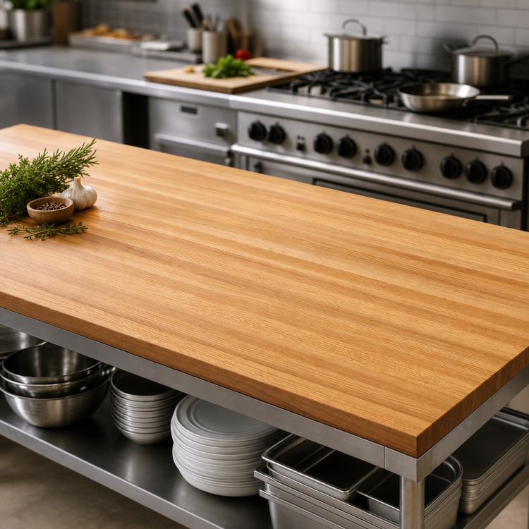 Product image #3 for John Boos Appalachian OKT Series Edge Grain Oak Island Countertop, 144 x 27 x 1-1/2 Inch, Varnique Finish