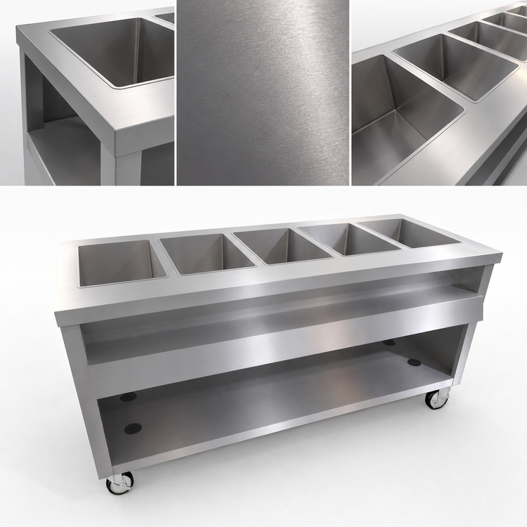 Product image #3 for Thurmaduke TWHF-74SS 74-Inch Mobile Electric 5-Well Waterless Food Warmer