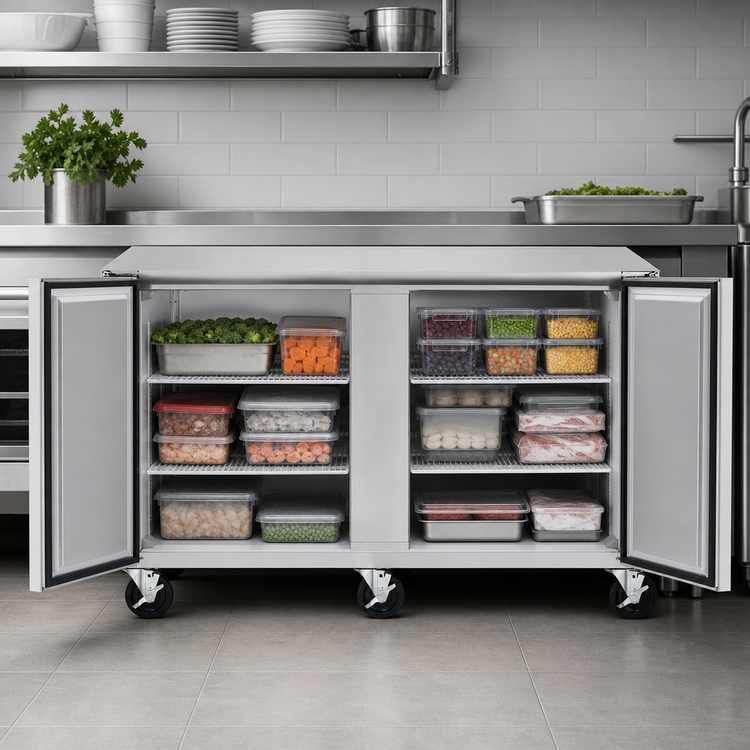 Product image #3 for Dealer's Choice Compact 60-Inch 2-Section Undercounter Reach-In Freezer