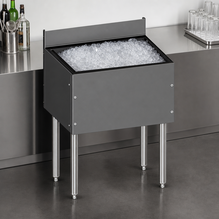 Product image #3 for CHOICE Extra Deep 42-Inch Underbar Ice Bin with Backsplash, 162 lb. Capacity