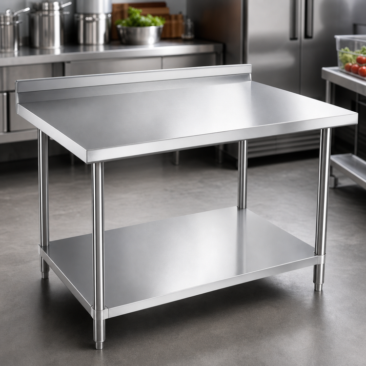 Product image #3 for 30 x 24 Inch Stainless Steel Work Table with 2-Inch Rear Splash Guard and Undershelf