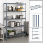 Thumbnail image #3 for Quantum WR63-1448GY Stationary Wire Shelving Starter Kit, 48"W x 14"D x 63"H, 4 Shelves, Gray Epoxy Finish