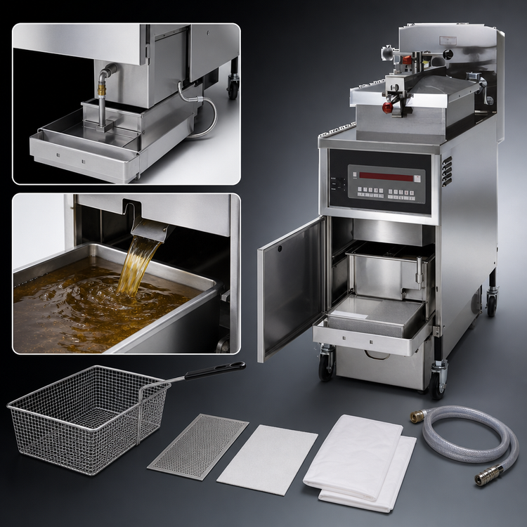 Product image #3 for Henny Penny PFG-600 4-Head Natural Gas Pressure Fryer with Built-In Filtration and Computron 1000 Control