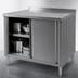 Thumbnail image #3 for Stainless Steel Enclosed Work Table with Sliding Door Cabinet Base, 72W x 30D x 38H