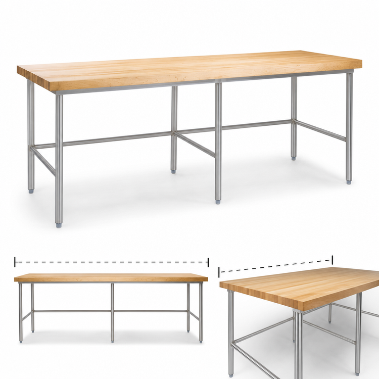 Product image #3 for John Boos Baker's Table Frame for 168 x 36 Inch Top, Stainless Steel, Welded Set-Up