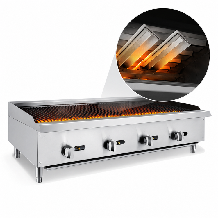 Product image #4 for General 48-Inch Gas Countertop Charbroiler with Radiant Heating, Manual Controls, 140,000 BTU