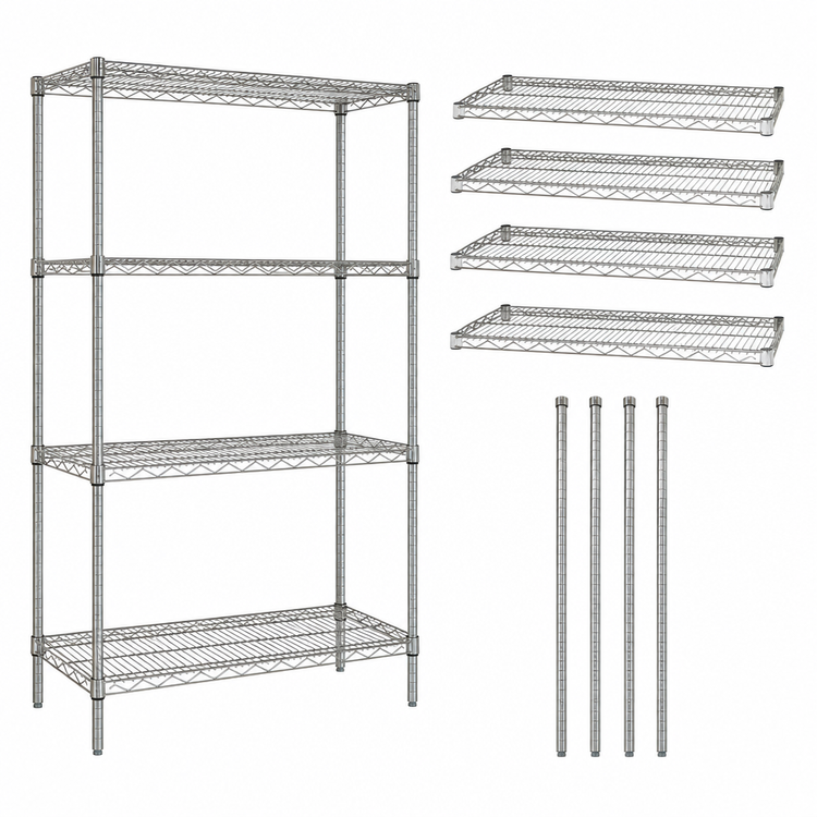 Product image #3 for Quantum Stationary Wire Shelving Starter Kit, 4 Shelves, 36 x 21 x 63 Inches, 304 Stainless Steel