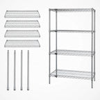 Thumbnail image #3 for Quantum WR86-3036C Stationary Chrome Wire Shelving Starter Kit, 36 x 30 x 86 Inches, 4 Shelves