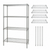 Thumbnail image #3 for Quantum 60 Inch W x 12 Inch D x 63 Inch H Chrome Plated Stationary Wire Shelving Starter Kit with 4 Shelves and 4 Posts