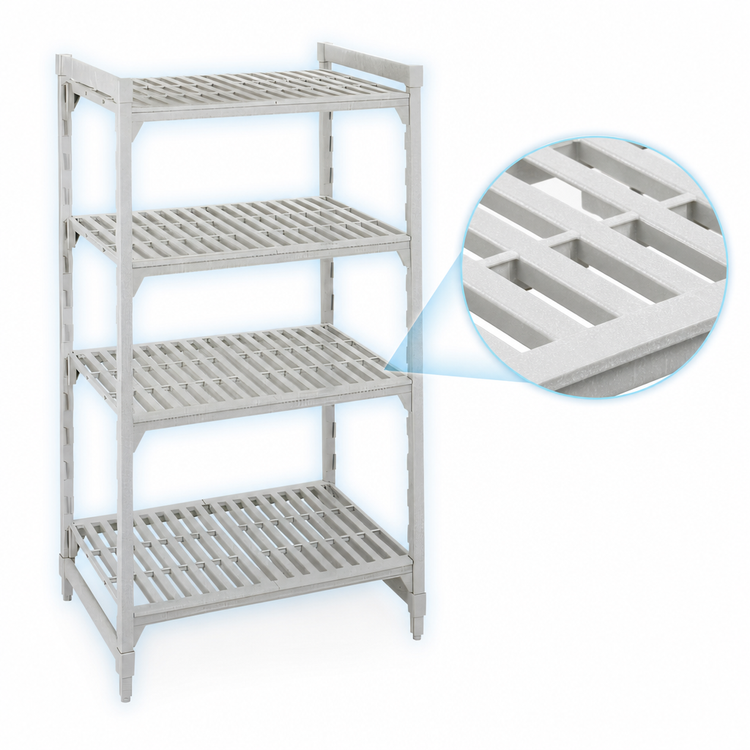 Product image #4 for Cambro Camshelving Premium 4-Shelf Vented Stationary Starter Unit, 24 in. x 30 in. x 72 in., Speckled Gray