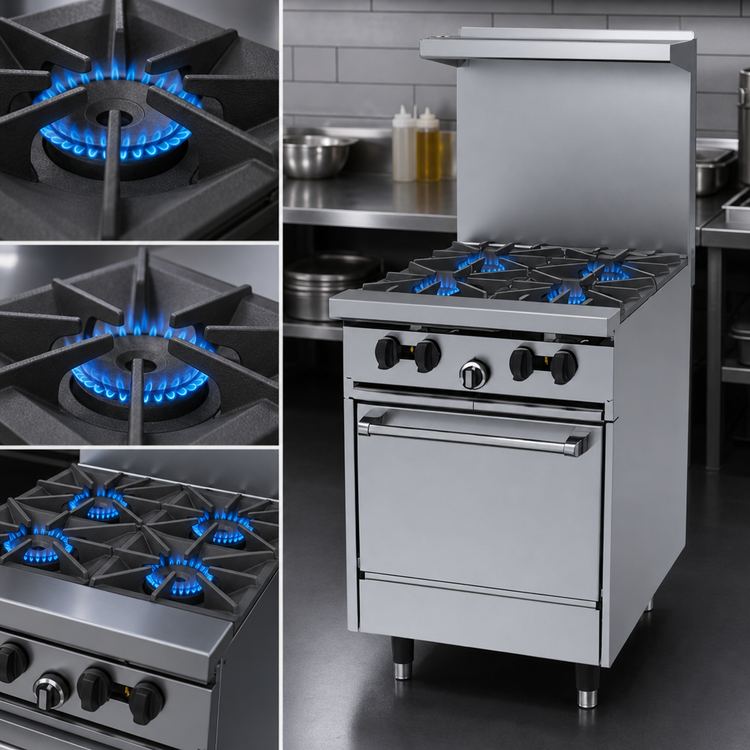 Product image #3 for SunFire X24-4L 24-Inch Gas Restaurant Range with 4 Open Burners and Space-Saver Oven