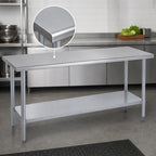 Thumbnail image #3 for Duke Manufacturing 416-3672 72-Inch Stainless Steel Work Table with Galvanized Undershelf, Flat Top, 36-Inch High