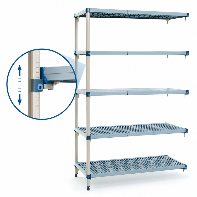 Product image #3 for MetroMax Q 4-Shelf Add-On Polymer/Wire Shelving Unit, 36"W x 18"D x 63"H