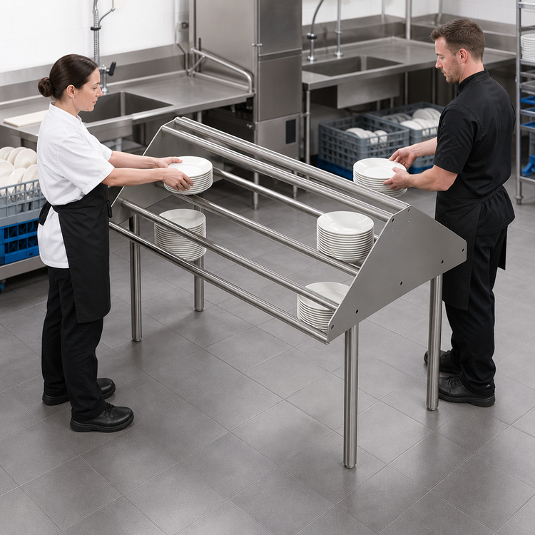 Product image #3 for John Boos Double-Sided Tubular Sorting Shelf for Soiled Dish Tables, 72 x 30-1/2 x 32 Inches