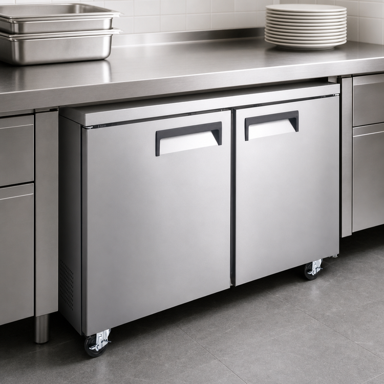 Product image #3 for Hurakan by Equip.me 36-Inch Two-Section Undercounter Refrigerator with Solid Doors