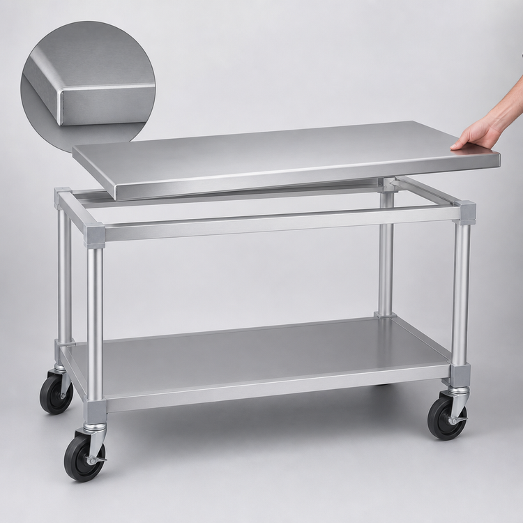 Product image #3 for New Age Mobile Aluminum Equipment Stand with Adjustable Undershelf, 72 x 24 x 24 Inches