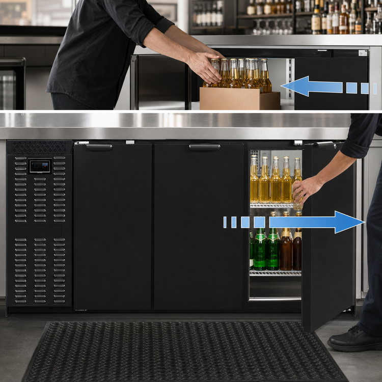 Product image #3 for Continental Refrigerator BB69NPT 69" Pass-Thru Refrigerated Back Bar Cooler with 4 Solid Doors
