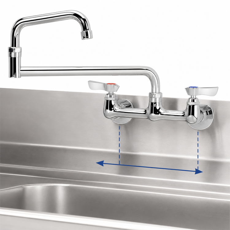 Product image #3 for Krowne Silver Series Splash-Mounted Faucet with 18-Inch Double Joint Spout, 8-Inch Centers