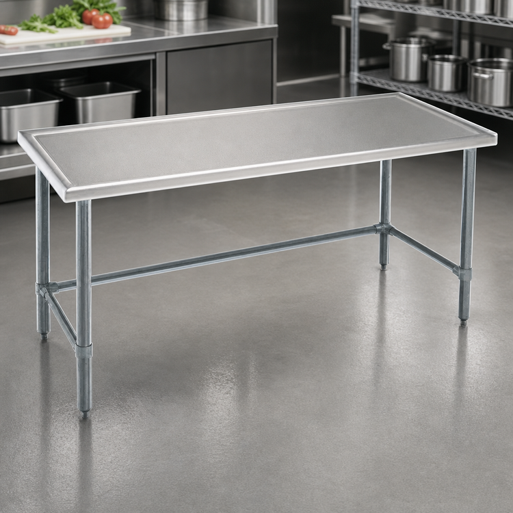 Product image #3 for Spec-Master Marine Series 60-Inch x 24-Inch Stainless Steel Work Table with Box Marine Edge and Open Galvanized Base