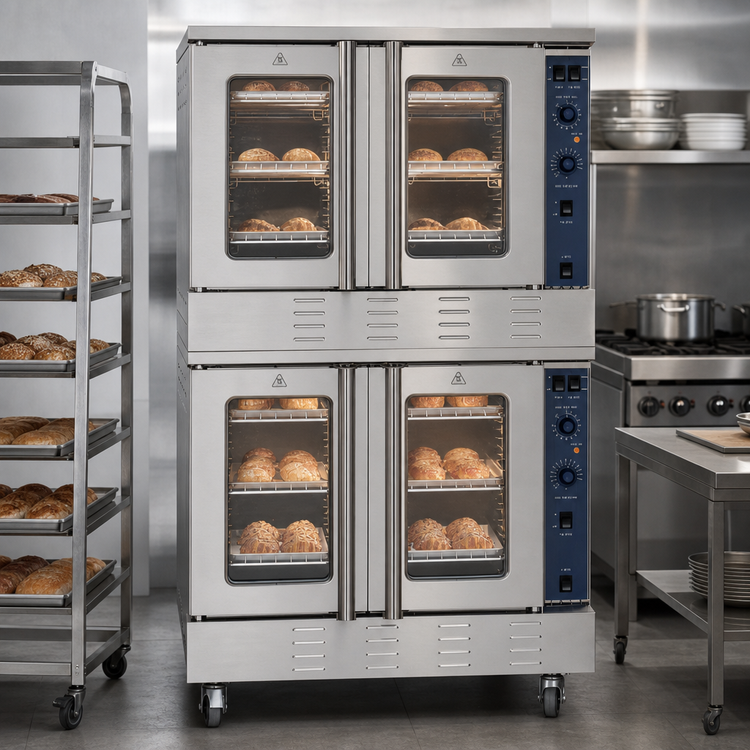 Product image #4 for KoolMore 38-Inch Full-Size Double-Deck Natural Gas Commercial Convection Oven with Dual Glass Doors