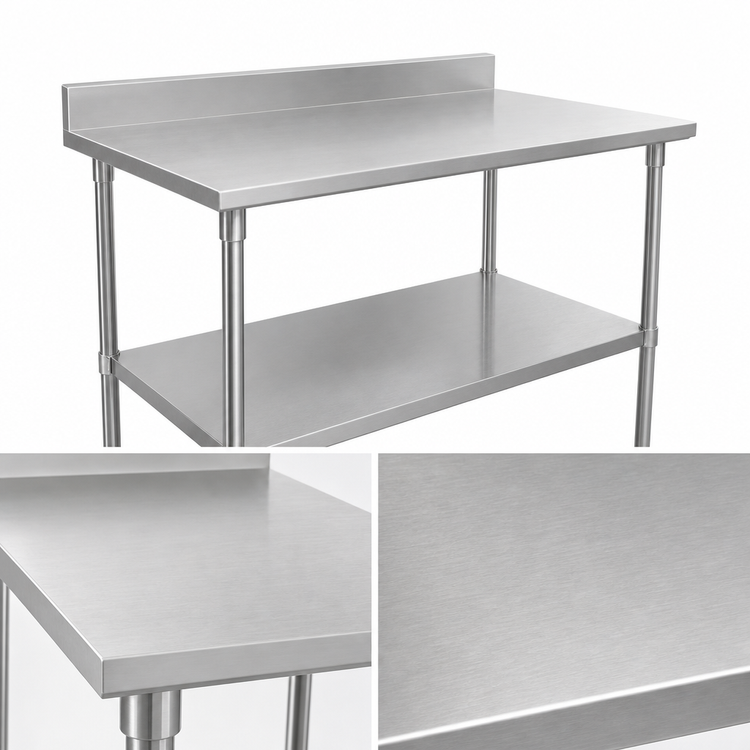Product image #3 for John Boos Stallion 72-Inch x 24-Inch Stainless Steel Work Table with 5-Inch Backsplash and Undershelf