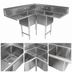 Thumbnail image #3 for John Boos Pro-Bowl 3-Compartment Corner Sink with Dual 30-Inch Drainboards, 16-Gauge 300 Series Stainless Steel