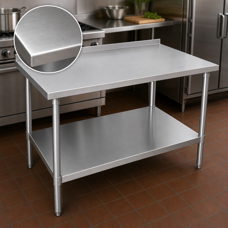 Product image #3 for John Boos Stallion Stainless Steel Work Table with Stallion Safety Edge and 1-1/2 Inch Rear Up-Turn, 30 x 24 Inch