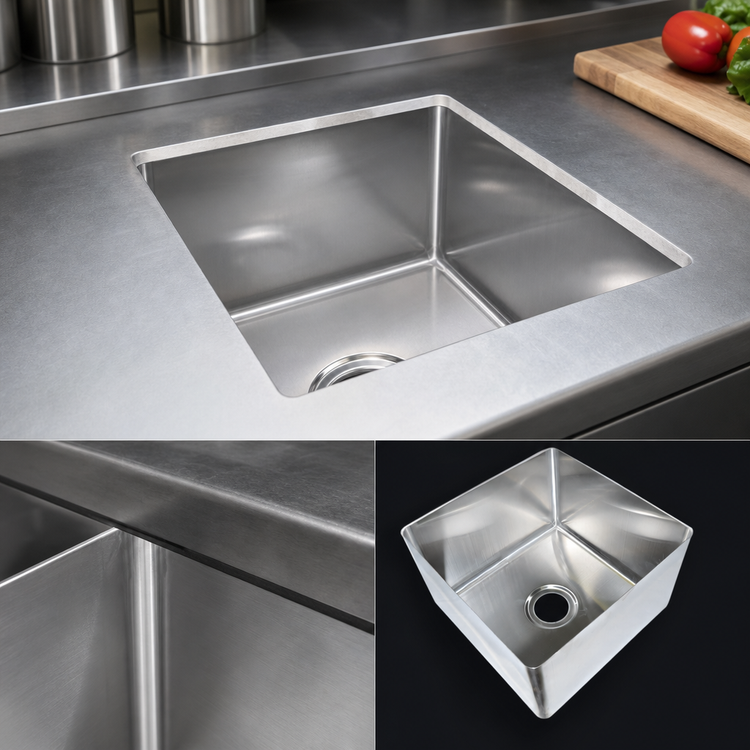 Product image #3 for John Boos Weld-In Undermount Single-Compartment Stainless Steel Sink, 16 Gauge, 16 x 20 x 14 Inch Bowl