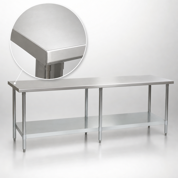 Product image #3 for Spec-Master 144"W x 48"D 14-Gauge Stainless Steel Work Table with Galvanized Undershelf
