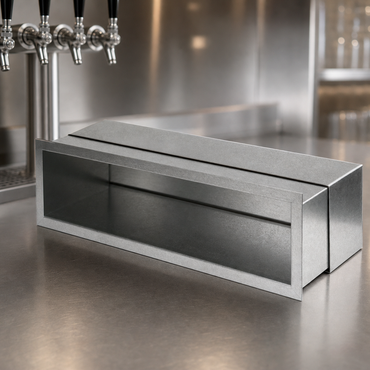 Product image #3 for Shadow Box Beer Tower Part, Long Sleeve, 20"W x 5"H, 7" Sleeve, Galvanized