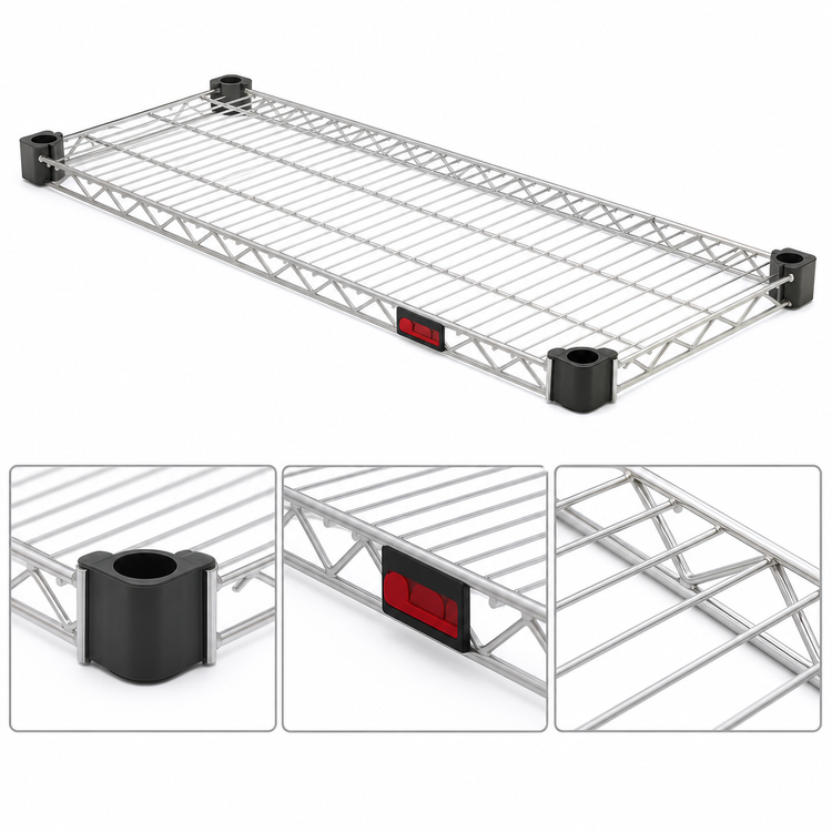 Product image #3 for Eagle Group QuadTruss Quad-Adjust Wire Shelf, 42 x 18 Inches, Stainless Steel Finish, 800 lb Capacity