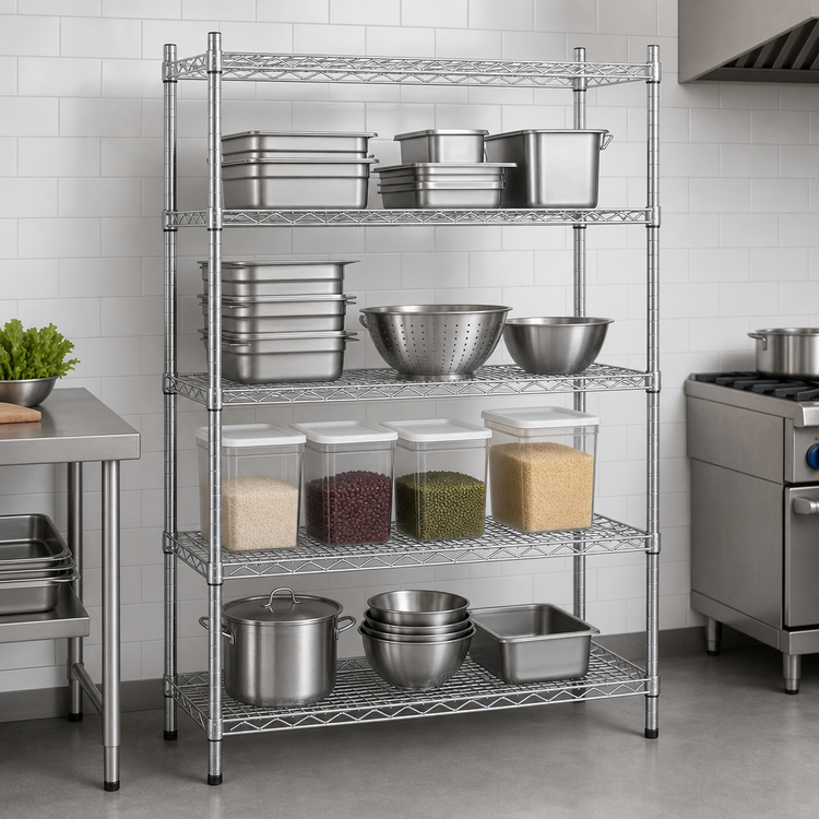 Product image #3 for Advance Tabco Special Value Series 54-Inch x 24-Inch x 74-Inch Chrome Wire Shelving Unit with 4 Shelves