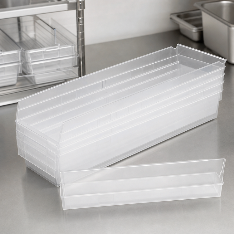 Product image #3 for Metro Nesting Clear Shelf Bin, 23-5/8 x 6-5/8 x 4 Inch, 6 Per Case