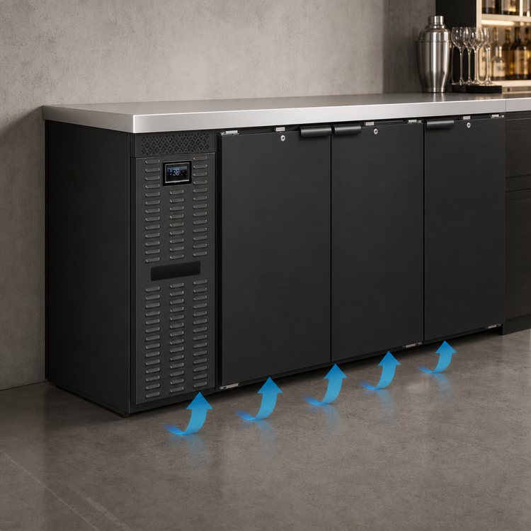 Product image #3 for Continental Refrigerator BB79N 79" 3-Door Black Back Bar Cooler with Stainless Steel Top