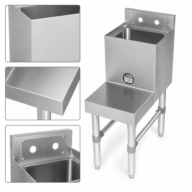 Product image #3 for John Boos UBBS-2112-X Freestanding 12-Inch Underbar Blender Station with Dump Sink and Blender Shelf