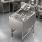 Thumbnail image #3 for Eagle Group DSGR-18-24 Freestanding Stainless Steel Underbar Dump Sink with Glass Rinser, 18-Inch Wide, 10 x 14 x 7-Inch Bowl, Deck-Mount Faucet