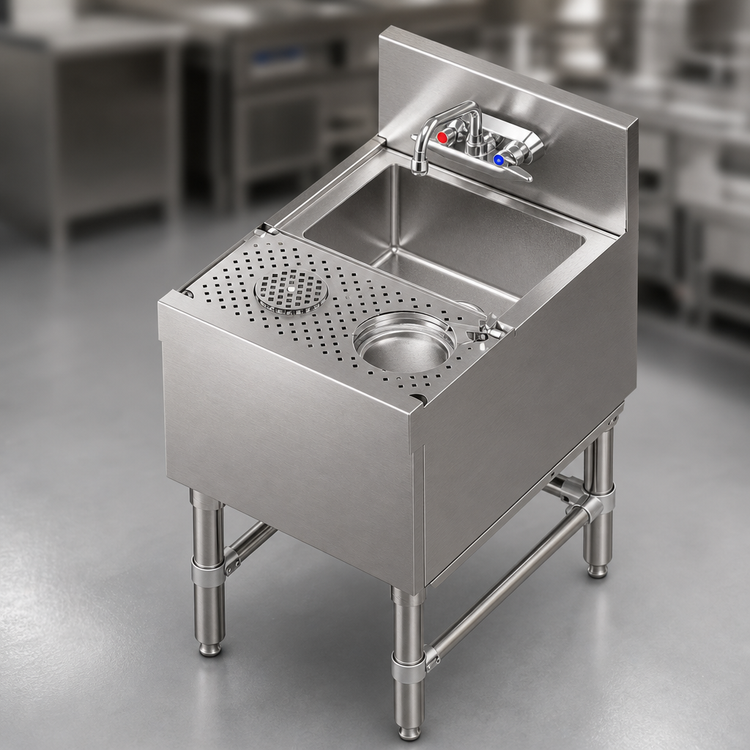 Product image #3 for Eagle Spec-Bar Dump Sink with Glass Rinser, 18-Inch Wide, 10 x 14 x 7-Inch Sink, Deck-Mount Faucet