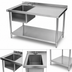 Thumbnail image #3 for Klinger's Trading 84 Inch x 30 Inch Stainless Steel Work Table with Left-Side Prep Sink, Marine Edge and Undershelf