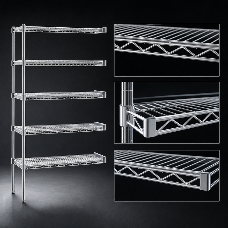 Product image #3 for Eagle Group 24-Inch W x 21-Inch D x 86-Inch H 5-Tier Chrome Add-On Wire Shelving Unit with QuadTruss Shelves