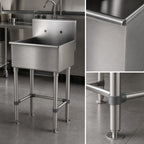 Thumbnail image #3 for Advance Tabco WSS-14-21-FM Freestanding Stainless Steel 1-Station Service Sink with 12-Inch-Deep Bowl and Splash-Mount Faucet Holes